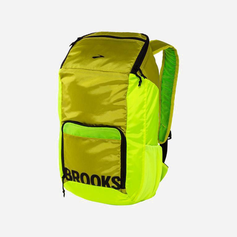 Brooks Stride Israel - Women's Running Backpack - GreenYellow/Black/Acid Lime/Nightlife (59234-KZDL)